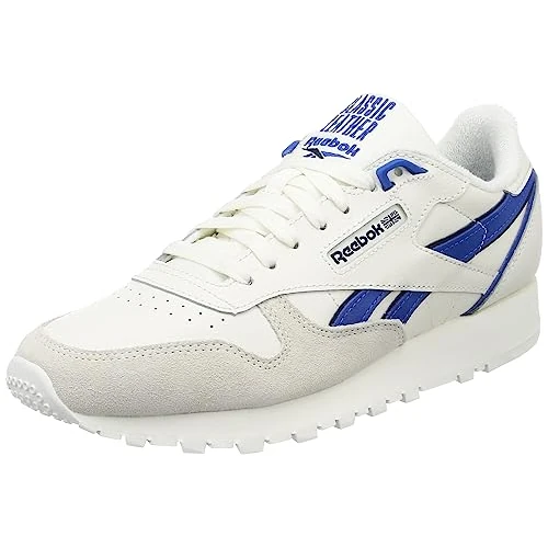 Reebok Men Classic Leather Sneaker, Chalk/Vector Blue/Vector Navy, 17