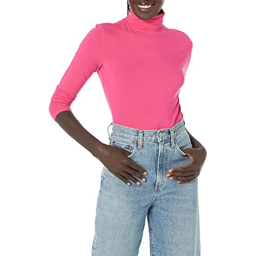 Limited-time offer: Amazon Essentials Women's Turtleneck Long Sleeve Shirt (Available in Plus Size), Hot Pink, M from 16.70 £ to 16.70 £ (save 0.00%)