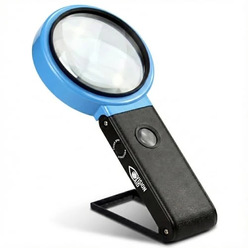 Offerta a tempo: VisionAid Lente d'Ingrandimento 30X 10X Mani Libere con Luci LED e Supporto - Illuminata per Ipovedenti e Lettura Anziani - 13% da 27.21 € a 23.66 €