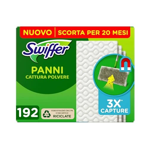 Begrenztes Angebot: Swiffer Trockentücher, 192 Tücher, fängt Staub und Schmutz auf, ideal für Tierhaare, für alle Arten von Böden, Maxi-Format, Tücher mit 79% recycelten Fasern von 41.99 EUR auf 26.79 EUR (Rabatt 36%)