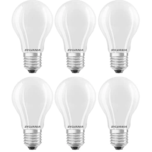 Sylvania GLS Lot de 6 ampoules LED givrées à intensité variable, E27, 7 W, 806 lumens, blanc chaud 2700 K
