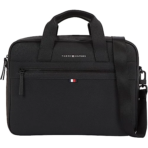 Tommy Hilfiger Uomo Borsa Laptop Essential PU Computer Bag 14 Pollici, Nero (Black), Taglia Unica
