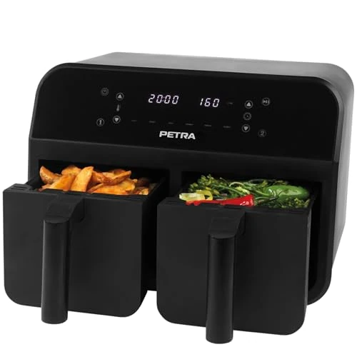 Offre limitée : Petra PT4750BLKVDEEU7 Friteuse Sans Huile à Double Tiroir, Air Fryer 7.4L, Friteuse à Air, 6 Programmes Prédéfinis, 2 Paniers de Friture Antiadhésive, Fonctions Sync & Match, Écran Tactile LED, 2400W de 197.48 € à 197.48 € (0.00% de remise