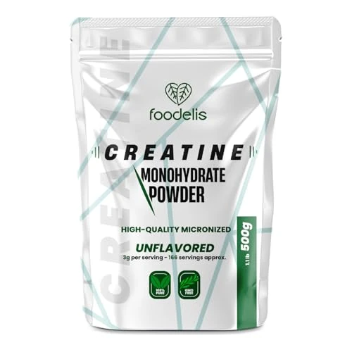 Creatina monohidratada en polvo micronizada 500g / 166 dosis - Pura sin aditivos - Sin sabor - Incluye dosificador - Alta solubilidad - 100% creatina monohidrato micronizada