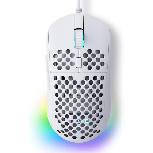 Offerta a tempo: Dierya ×TMKB M1SE - Mouse da gioco con sensore ottico da 12800 DPI, mouse da gioco con 6 tasti programmabili, RGB personalizzabile, ergonomico, colore bianco - 0.00% da 19.99 € a 19.99 €