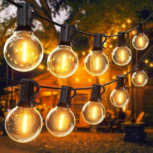 Offre limitée : SUWIN Guirlande Guinguette Extérieur 30M, Guirlande Lumineuse Exterieure avec 50+2 G40 LED Ampoules IP45 Imperméable, Blanc Chaud Chaîne Lumiere Exterieur pour terrasse, mariage, Noël de 59.99 € à 39.99 € (33% de remise)