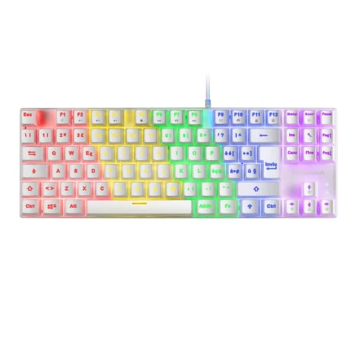 Mars Gaming MK80 White Mechanical Gaming Keyboard TKL FRGB, Antighosting, Mechanical Switch Blue, Italian Language