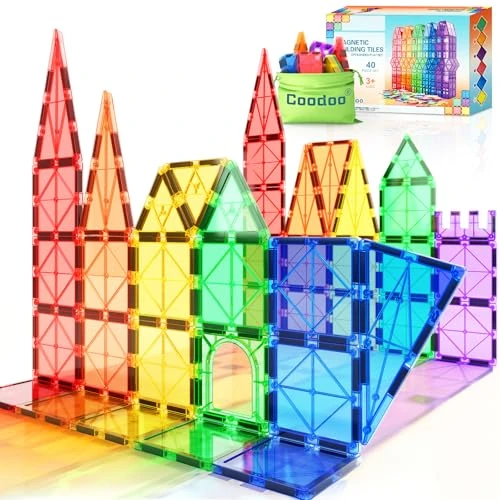 Carreaux magnétiques Jouets pour enfants Jouets aimants pour bébé Blocs magnétiques Jouets de construction Montessori pour garçons et filles de 3+ ans