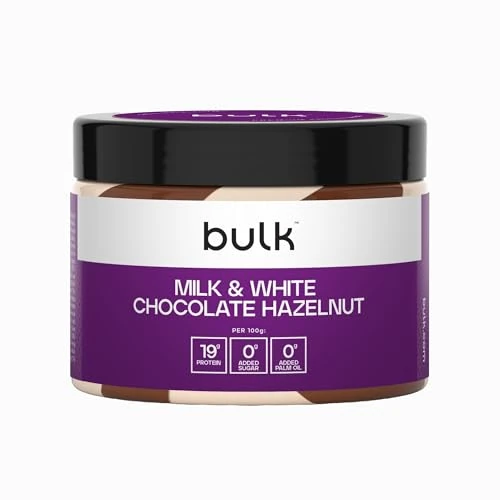 Bulk Białkowe kremy do smarowania, Duo Mleczna i Biała Czekolada z Orzechami Laskowymi, 500g