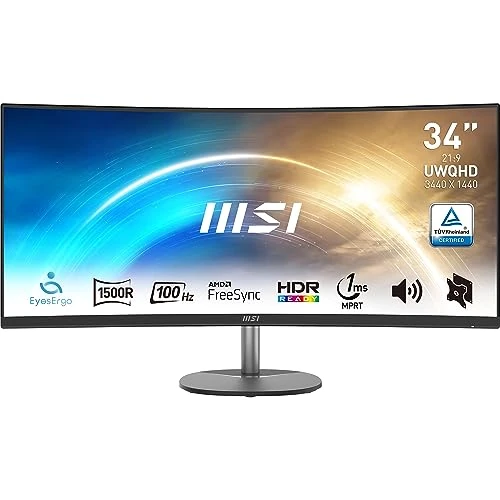 Oferta limitada: MSI PRO MP341CQW Monitor profesional – Panel curvo 34” UWQHD 3440 x 1440 1500R,100Hz, 1ms (MPRT), DP, HDMI, HDR Ready, VESA, color blanco de 249.15 EUR a 230.77 EUR (ahorro 7%)