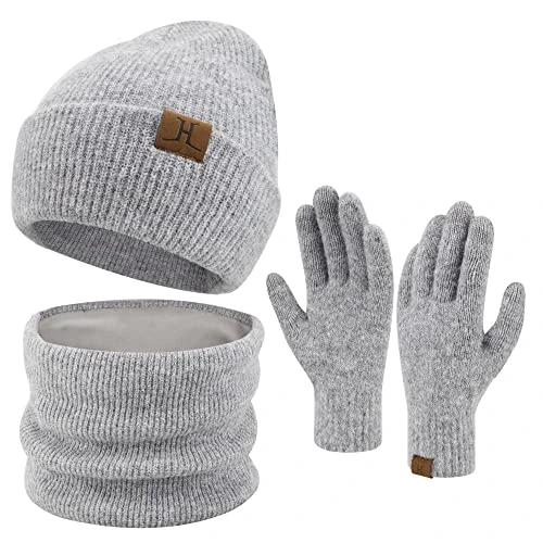 Offerta a tempo: ZASFOU Donna Inverno Berretto Cappelli Sciarpa Touchscreen Guanti Set Caldo maglia teschio Caps per le donne Uomini - 23% da 28.99 € a 22.23 €