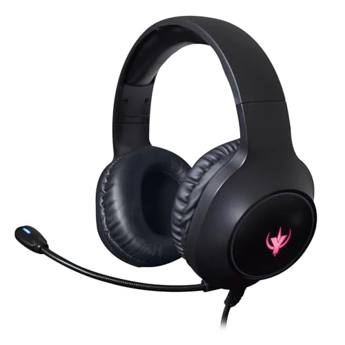 SPYCO - Auriculares Gaming Impulse HE-121 | Audio 50mm | Micrófono Omnidireccional | RGB | Jack 3.5mm y USB | Compatible PS4/Xbox One/Nintendo Switch | Negro, 50 mm, Cuero sintético