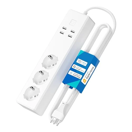Limitiertes Angebot: Meross Italienische Steckdosenleiste mit Intelligentes HomeKit, 16 A Smart WiFi mit 3 Schuko 4 USB-Anschlüssen, Überlastschutz, kompatibel mit HomeKit, Alexa, Google Home, SmartThings von 46.44 EUR auf 46.44 EUR (Spare 0%)