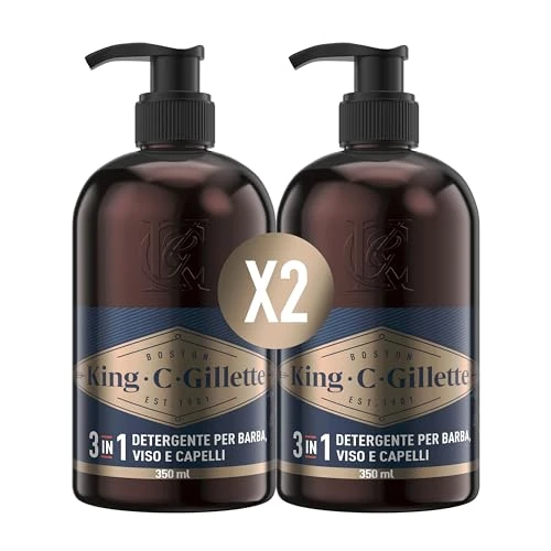 Offerta a tempo: King C. Gillette KIT BARBA UOMO, DETERGENTE UOMO VISO e BARBA — 18% da 19,49 € a 15,99 €