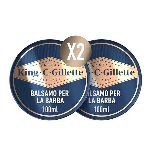 Offerta a tempo: King C. Gillette BALSAMO BARBA Per RASATURA UOMO, 2 Confezioni da 100 ml per la CURA della BARBA, Utilizzato Con o Senza Risciacquo con Burro di Cacao, IDEA REGALO UOMO - 26% da 19.49 € a 14.45 €