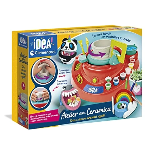 Clementoni Idea - Atelier della Ceramica, Gioco d'Arte per Bambini 7+ Anni, Set Creativo con Tornio Elettrico, Argilla e Accessori per Modellare Tante Creazioni, Made in Italy, Lingua Italiana, 18693