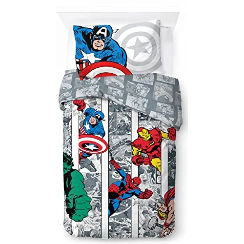 Tijdelijke aanbieding: Marvel Comics Comic Cool, beddengoed voor kinderen, 140 x 200 cm, 100% katoen, eenpersoonsbed - inclusief dekbedovertrek en kussensloop - geschikt voor bedden van 90 x 190 cm tot 90 x 200 cm van 26.02 € naar 22.12 € (15% korting)