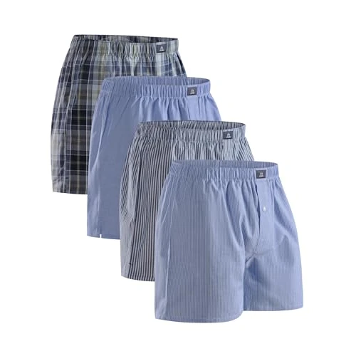 Zeitlich begrenztes Angebot: DANISH ENDURANCE American Boxershorts (4er|6er Pack), 100% Bio-Baumwolle, für Herren & Jungen, Blau/Streifen Mix 4er Pack, L von 48.95 € auf 43.95 € (10% Rabatt)