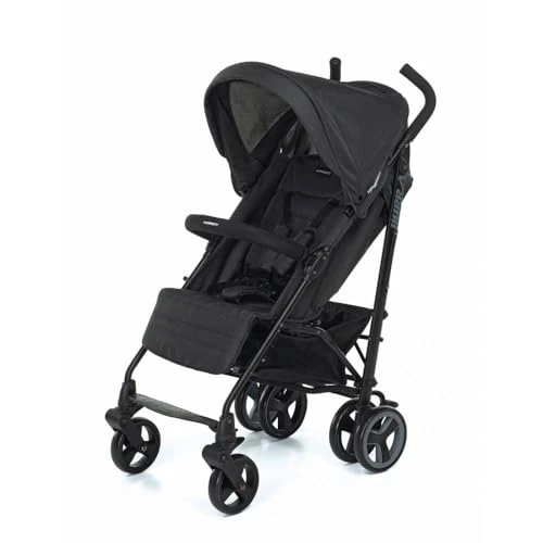Foppapedretti, Hurrà Compact Pushchair for Children from Birth to 3 Years (up to 15 kg), Lightweight Aluminium Chassis, Heather Black