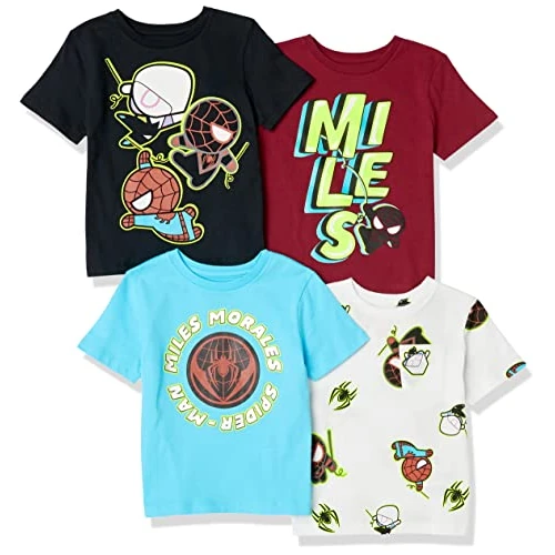 Limited-time offer: Amazon Essentials Disney | Marvel | Star Wars Boys' Short-Sleeve T-Shirts, Pack of 4, Marvel Miles Morales, 3 Years from 11.63 £ to 11.63 £ (save 0.00%)