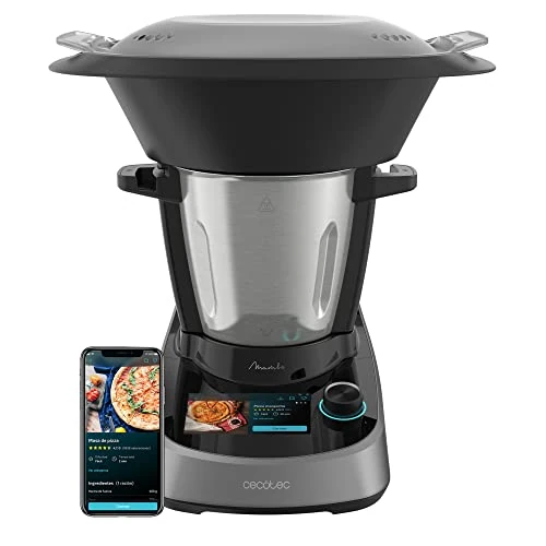 Cecotec Robot de Cocina Multifunción Mambo Touch. 1600 W, 37 Funciones, Pantalla Táctil TFT 5" con Recetario Integrado, 3,3 Litros de Capacidad, APP, Báscula y Jarra de Acero Inoxidable