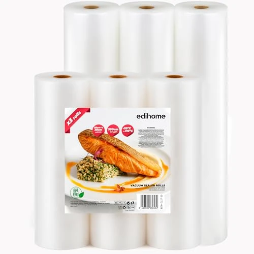 Limited-time offer: Edihome Vacuum Sealer Rolls, 6 Pack (3 x 8” & 3 x 11”) x 10 ft, BPA-Free Custom Cut Food Saver Bags for Vacuum Sealer Machines from $35.16 to $35.16 (save 0.00%)