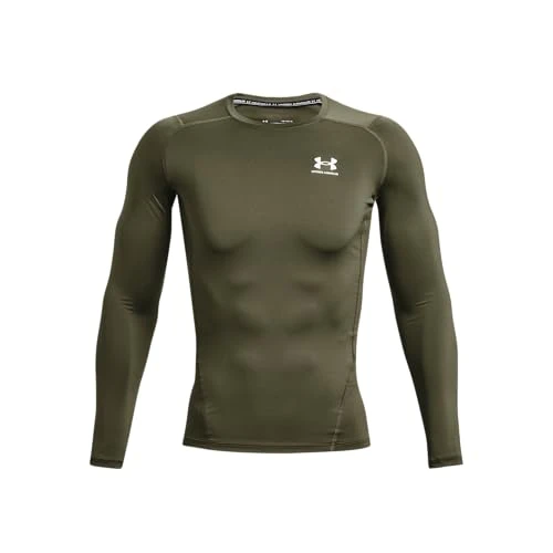 Under Armour UA HG Armour Comp LS - Long Sleeve - Tops - Marine OD Green/White - Size: SM