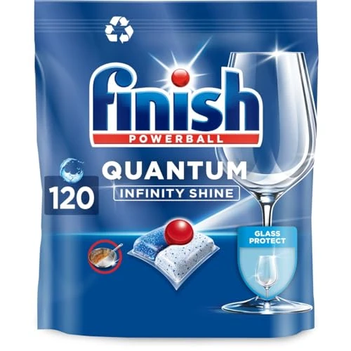 Finish Vaatwassertablet, Quantum Infinity Shine, 120 tabletten, frisse geur, krachtige clean&shine wasmiddeltabs, sterk tegen vetvlekken