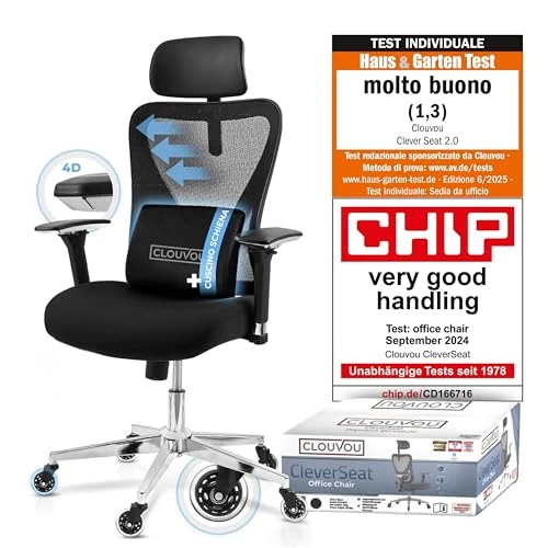 Limited offer: CLOUVOU CleverSeat Ergonomic Office Chair [BEST RATED] Desk Chair 100% Adjustable | Computer Chairs & Gaming Chair Adults | Desk Chair For Home Office Chair Ergonomic | Up To 330lbs from 329.99 EUR to 249.99 EUR (save 24%)