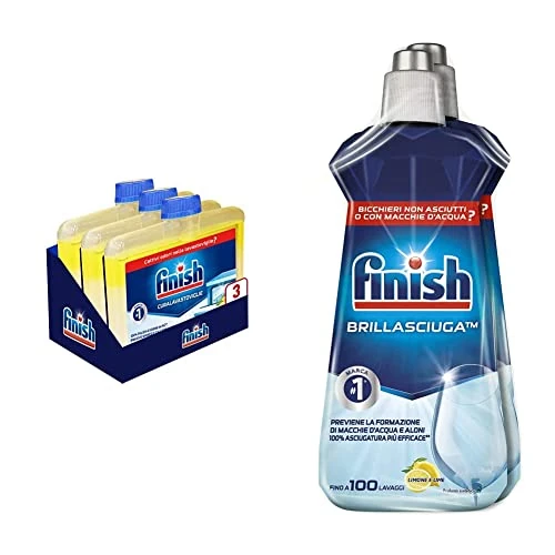 Offerta a tempo: Finish Curalavastoviglie al Limone, 3 Prodotti da 250 ml di Cura Lavastoviglie & Brillantante Lavastoviglie al Limone, 2 Prodotti da 500 ml di Brillantante - 0.00% da 23.24 € a 23.24 €
