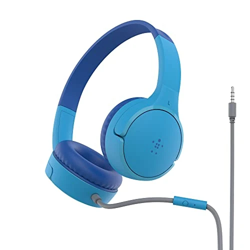 Offre limitée : Belkin Casque audio filaire SoundForm Mini (pour enfants, circum-aural, micro intégré, pour apprentissage en ligne, école, voyage, jeu, pour appareils dotés d'un port audio 3,5 mm, bleu) de 19.99 € à 12.99 € (35% de remise)