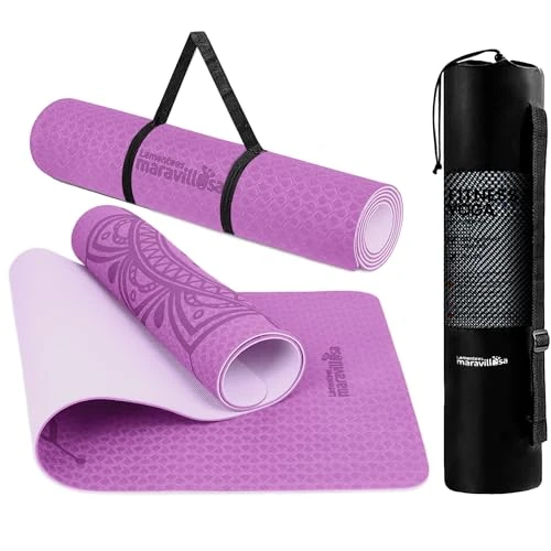 LA MENTE ES MARAVILLOSA - Yoga Mat - Pilates - and Other Sports Mat - Non-Slip TPE with Bag and Shoulder Strap | Ecological - Non-Toxic - 183 x 61 cm (Mandala Pink + Pink)