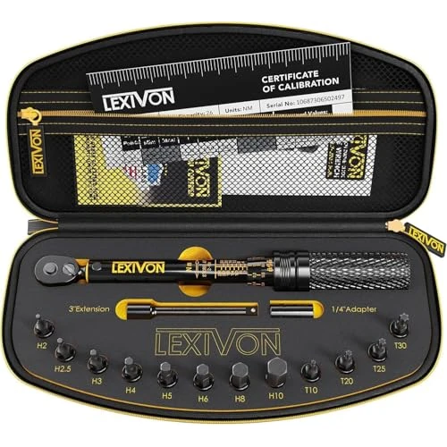 Offerta a tempo: LEXIVON Chiave Dinamometrica Bici/Moto 1/4'' | 2~26 Nm, Set da 15 Pezzi di Punte Esagonali e Torx, Kit Chiavi Dinamometriche Professionali Portatile per Bicicletta, Mountain Bike Tools (LX-191) - 0.00% da 59.99 € a 59.99 €