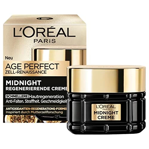 L'Oréal Paris Crema Midnight per donne: rigenera la pelle durante la notte e protegge durante il giorno con formula rigenerante antiossidante, Age Perfect Cell Rinascance, 1 x 50 ml