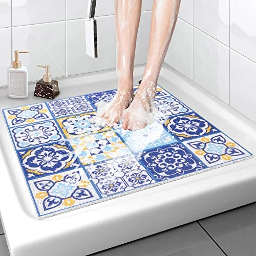 Tijdelijke aanbieding: Veiligheidsdouchemat, antislip, zacht comfort, badmat met afvoergaten, pvc-luffa, massagemat voor natte ruimtes, sneldrogend, 60 x 60 cm van 32.68 EUR naar 32.68 EUR (korting 0%)