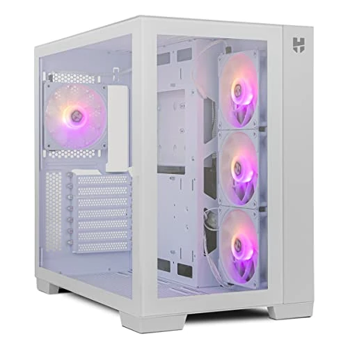 NOX XTREME PRODUCTS Hummer Astra- Micro ATX Mid-Tower ; ATX, verre trempé latéral et avant, ventilateurs EASYLINK LED ARGB, jusqu'à 10 ventilateurs, grands graphiques, USB 3.0, blanc
