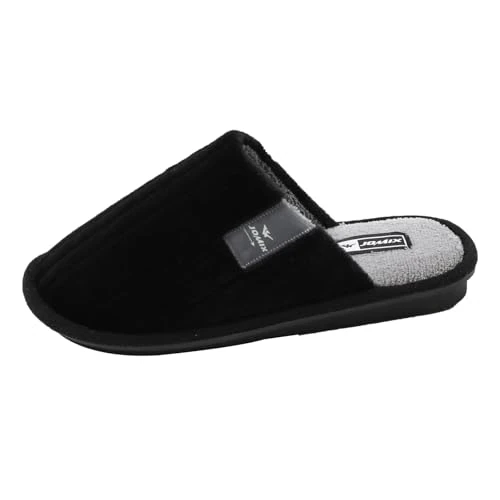 Tijdelijke aanbieding: JOMIX Pantoffels voor heren, winterpantoffels voor heren, warm en comfortabel, winterpantoffels met gesloten teen, Zwart, 43 EU van 19.95 € naar 19.95 € (0.00% korting)
