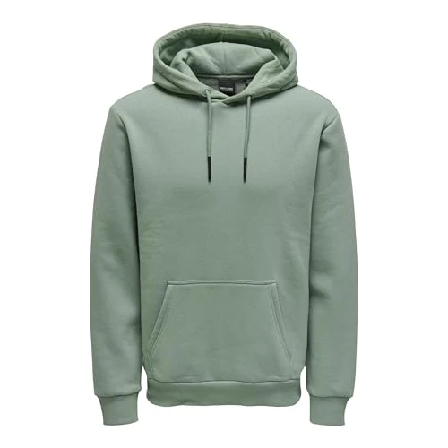 Beperkte aanbieding: Only & Sons Hoodie voor heren, effen, Chinoisgroen, M van 26.44 EUR naar 26.44 EUR (besparing 0%)