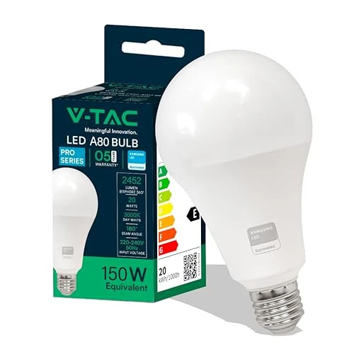 Offerta a tempo: V-TAC VT-233 Lampadina LED A80 con Attacco Edison E27, 20 W (Equivalenti a 150 W) — 36% da 9,99 € a 6,39 €
