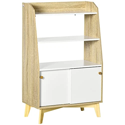 Offerta a tempo: HOMCOM Mobile da Salotto Portaoggetti 58x30x93 cm Bianco e color Legno - 35% da 44.95 € a 29.33 €