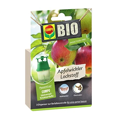 COMPO BIO Apfelwickler Lockstoff für eine ganze Saison, Passend zur COMPO Trichterfalle (separat erhältlich), In Dispenser, 3 Stück