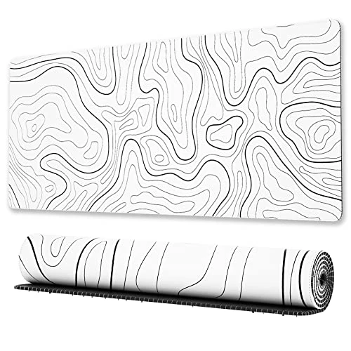 Limited offer: Ovenbird Large Gaming Mouse Pad with Stitched Edges, Minimalist Topographic Map Desk Mat, Extended XL Mousepad with Anti-Slip Base, Cool Desk Pad for Keyboard and Mouse, 31.5 x 11.8 in, White from 17.09 EUR to 12.99 EUR (save 24%)