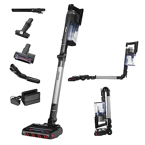 Shark Stratos Snoerloze Steelstofzuiger, PowerFins Plus, 60 Min Gebruikstijd, Anti Hair Wrap & CleanSense IQ Stofzuiger met Huisdier-, Kieren- & Multi-Oppervlak Hulpstuk, Messing/Houtskool IZ400EUT