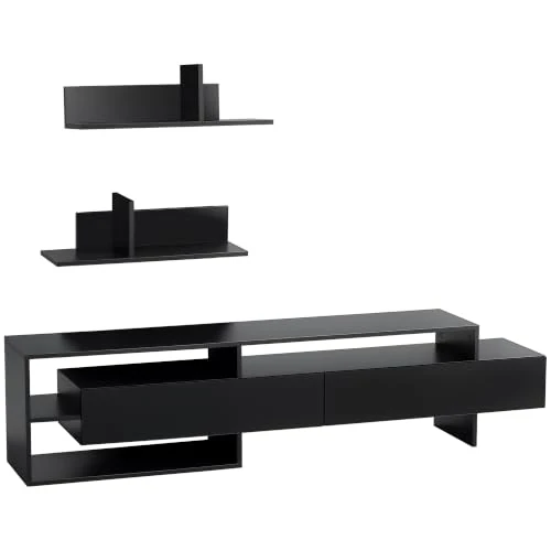Offerta a tempo: HOMCOM Mobile Porta TV Moderno con 2 Mensole in Legno, Armadietti, Nero - 37% da 112.95 € a 71.20 €