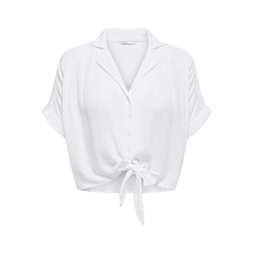 Oferta limitada: Only Onlpaula Life S/S Tie Shirt Wvn Noos Blusa, Blanco, S para Mujer de 25.99 € a 20.68 € (ahorro 20%)