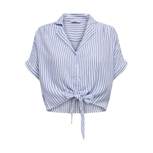 Limited-time offer: ONLY Womens Onlpaula Life S/S Tie WVN Noos Shirt Blouse, Cloud Dancer/Stripes: Blue Stripes, M UK from 20.00 £ to 18.20 £ (save 9%)