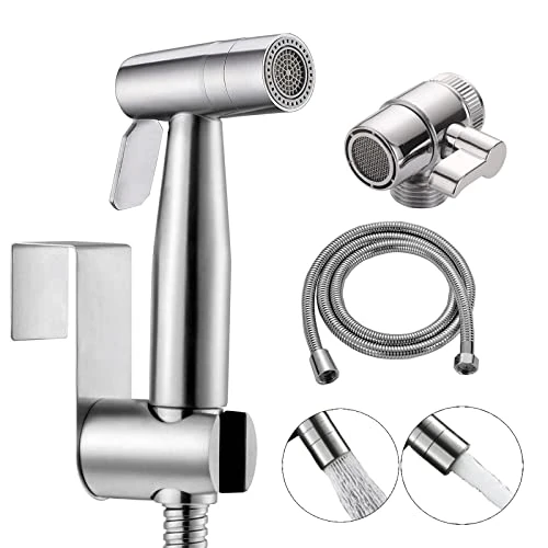Offre limitée : Pulvérisateur de toilette pour bidet/avec poignée crochet et vanne adaptatrice, jet à deux fonctions, facile à installer, pour l'hygiène personnelle et le jet de la cuvette des toilettes de 22.99 € à 22.99 € (0.00% de remise)