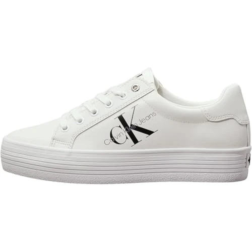 Offerta a tempo: Calvin Klein Donna Sneakers Vulcanizzate Vulc Flatform Laceup Low Lth Zeppa, Bianco (Bright White), 39 - 53% da 99.90 € a 46.50 €