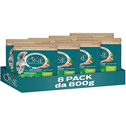 Offerta a tempo: PURINA ONE Bifensis Crocchette per Gatti Adulti Ricco in Tacchino e Cereali Integrali 8 Sacchi da 800g - 3% da 51.14 € a 49.72 €