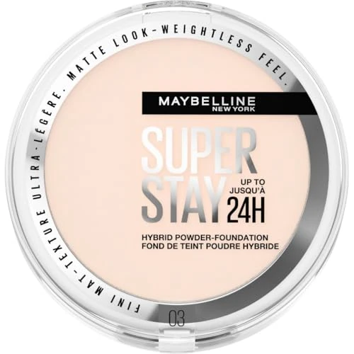 Offerta a tempo: Maybelline New York Fondotinta in Polvere SuperStay 24H Hybrid Powder, Tenuta 24H, Make-Up dal Finish Matte Naturale, 03 - 40% da 17.50 € a 10.48 €